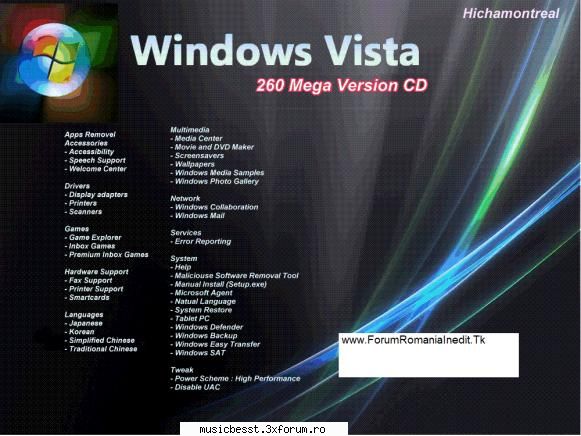 Windows Vista Ultimate 660 Mega only ..With Aero glass - ZeroCool - New Softwarez (Programe noii)